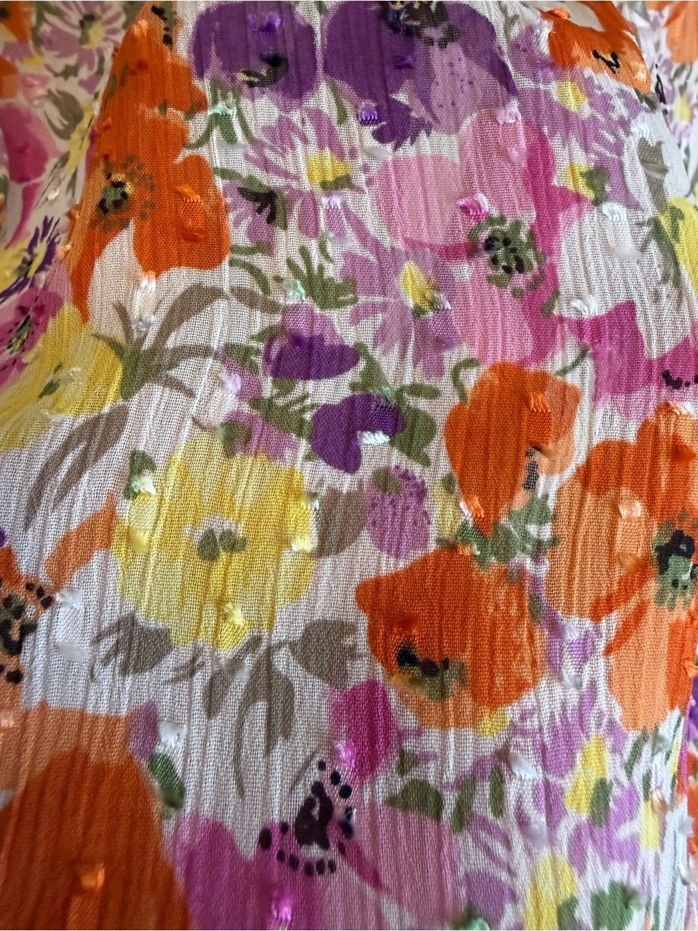 Maison d’Amelie Floral Smocked Blouse Sleeveless Clip Dot Top XS - Picture 8 of 10